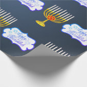 Personaliseer HAPPY HANUKKAH * Blauw * Inpakpapier (Hoek)