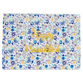 Personaliseer HAPPY HANUKKAH Holiday Gift Bag Groot Cadeauzakje (Achterkant)