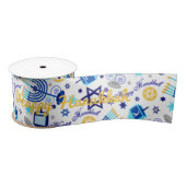 Personaliseer HAPPY HANUKKAH Holiday Wide Ribbon Satijnen Lint (Spoel)