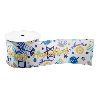 Personaliseer HAPPY HANUKKAH Holiday Wide Ribbon Satijnen Lint