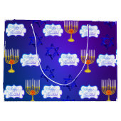 Personaliseer HAPPY HANUKKAH Menorah Gift Bag Groot Cadeauzakje (Achterkant)