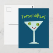 Personaliseer Happy Martini Briefkaart (Voorkant / Achterkant)