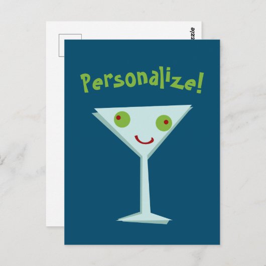 Personaliseer Happy Martini Briefkaart (Voorkant / Achterkant)