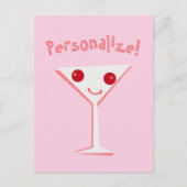Personaliseer Happy Martini Pink Briefkaart (Voorkant)