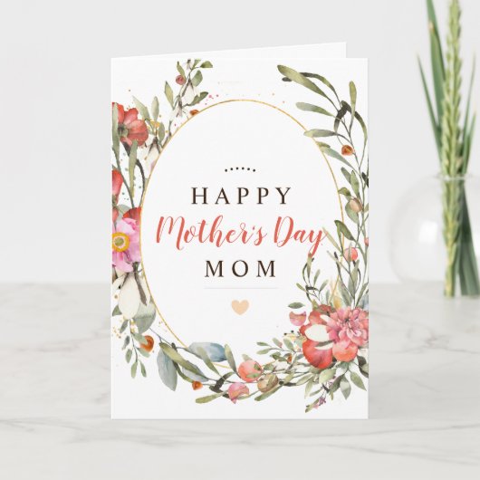 Personaliseer Happy Moederdag Floral Kaart (Voorkant)