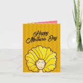 Personaliseer Happy Moederdag Geel Haar Kaart (Voorkant)