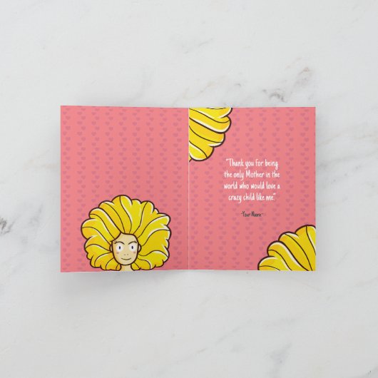 Personaliseer Happy Moederdag Geel Haar Kaart (Binnen)