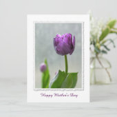 Personaliseer: "Happy Moederdag" Paarse tulpen Kaart (Staand voorkant)