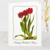 Personaliseer: "Happy Moederdag" rode tulpen Kaart (Gele Bloem)