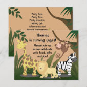 Personaliseer Happy Oerwoud Verjaardagsfeestuitnod Kaart (Voorkant / Achterkant)
