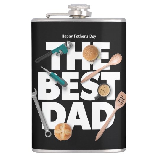 Personaliseer Happy Vaderdag | De beste vader-donk Heupfles (Voorkant)