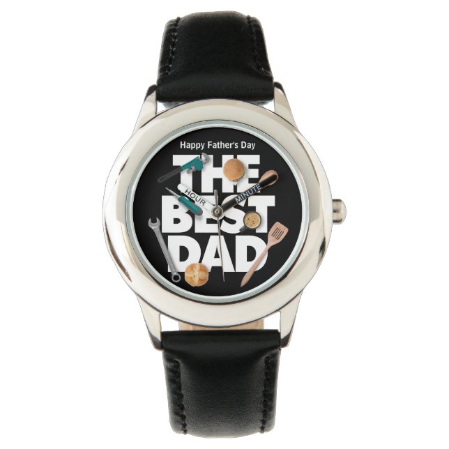 Personaliseer Happy Vaderdag | De beste vader-donk Horloge (Voorkant)