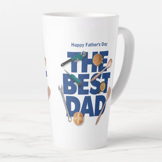 Personaliseer Happy Vaderdag | De beste vader Latte Mok (Rechterhoek)