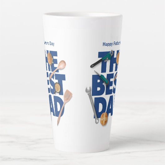 Personaliseer Happy Vaderdag | De beste vader Latte Mok (Voorkant)