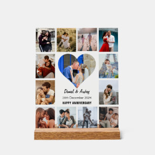 Personaliseer Heart Photo Collage Jubileum Gift Acryl Bord