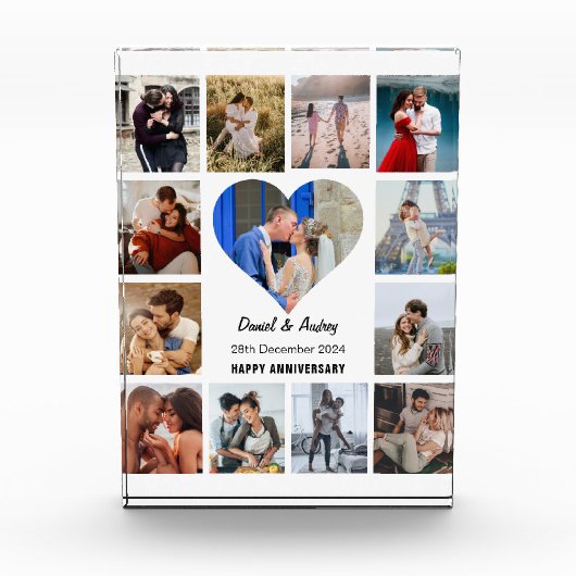 Personaliseer Heart Photo Collage Jubileum Gift Fotoblokken (Voorkant)