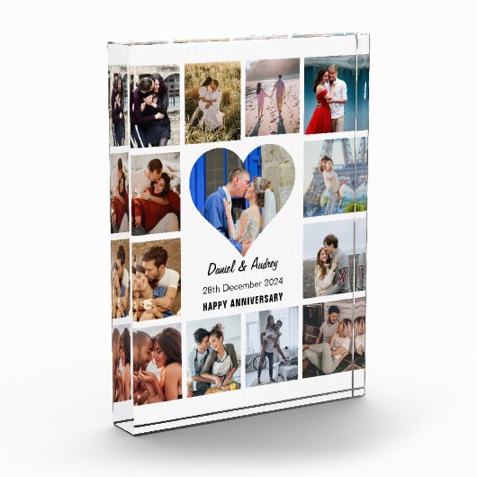 Personaliseer Heart Photo Collage Jubileum Gift Fotoblokken (Links)
