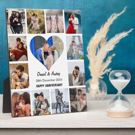 Personaliseer Heart Photo Collage Jubileum Gift Fotoplaat (Zijkant)