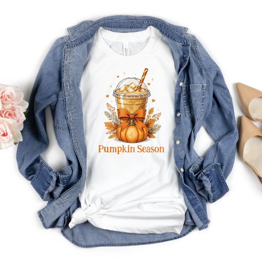 Personaliseer Herfst Autumn Pumpkin Iced Coffee La T-shirt