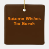 Personaliseer herfstwensen vogelverschrikker en zo keramisch ornament (Achterkant)