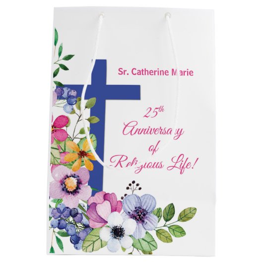 Personaliseer het 25e Jubileum Nun Religious Life Medium Cadeauzakje (Achterkant)