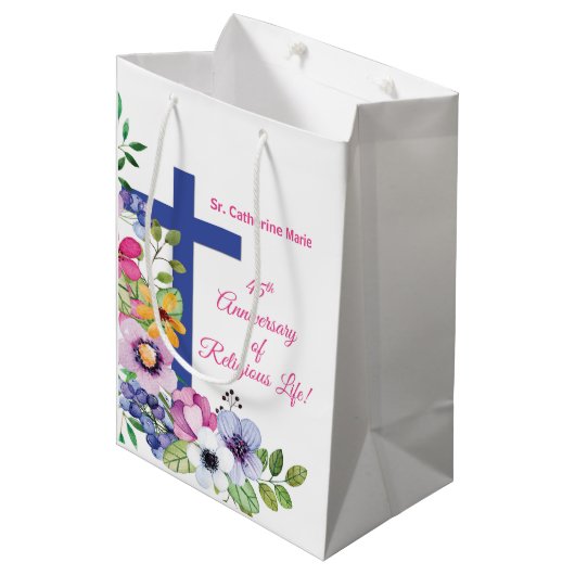 Personaliseer het 45e Jubileum Nun Religious Life Medium Cadeauzakje (Voorkant Gekanteld)