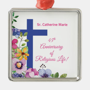Personaliseer het 45e Jubileum Nun Religious Life Metalen Ornament