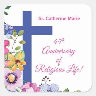 Personaliseer het 45e Jubileum Nun Religious Life Vierkante Sticker