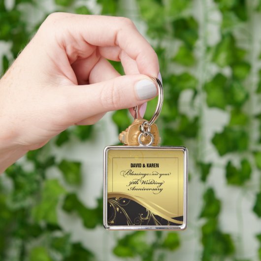 Personaliseer het 50e Jubileum Religieuze bruiloft Sleutelhanger (Hand)