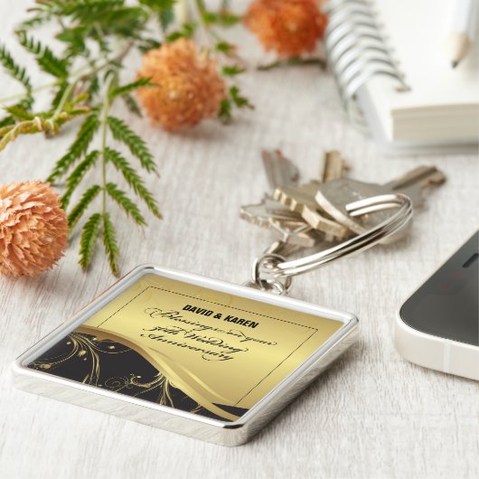 Personaliseer het 50e Jubileum Religieuze bruiloft Sleutelhanger (Zijkant)