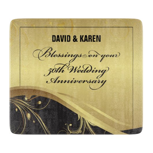 Personaliseer het 50e Jubileum Religieuze bruiloft Snijplank (Voorkant)