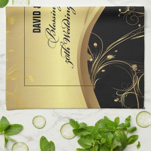 Personaliseer het 50e Jubileum Religieuze bruiloft Theedoek (Gevouwen)