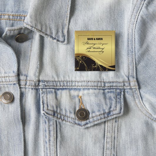 Personaliseer het 50e Jubileum Religieuze bruiloft Vierkante Button 5,1 Cm (In situ)