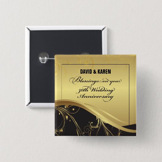 Personaliseer het 50e Jubileum Religieuze bruiloft Vierkante Button 5,1 Cm (Voorkant /achterkant)