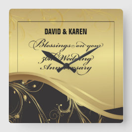 Personaliseer het 50e Jubileum Religieuze bruiloft Vierkante Klok