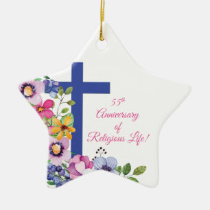 Personaliseer het 55e Jubileum Nun Religious Life Keramisch Ornament