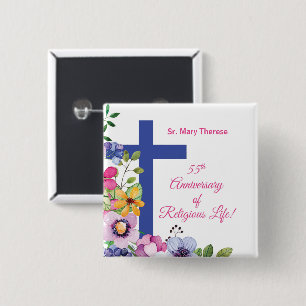 Personaliseer het 55e Jubileum Nun Religious Life Vierkante Button 5,1 Cm