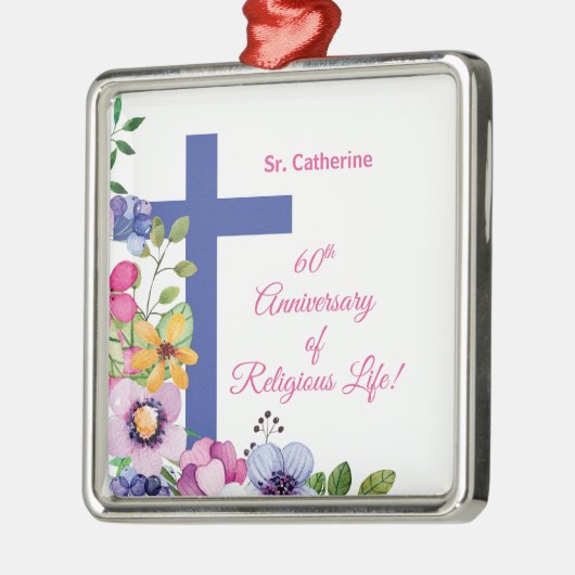 Personaliseer het 60ste Jubileum Nun Religious Lif Metalen Ornament (Links)