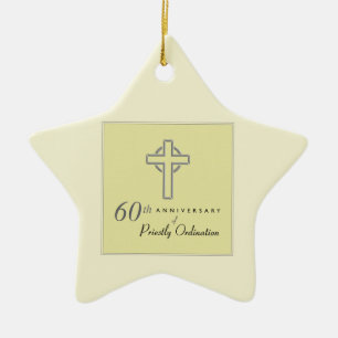 Personaliseer het 60ste Jubileum Priest in reliëfd Keramisch Ornament
