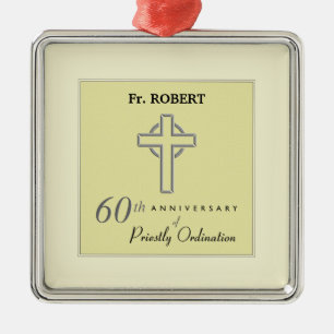 Personaliseer het 60ste Jubileum Priest in reliëfd Metalen Ornament
