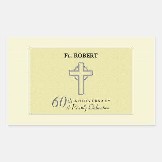 Personaliseer het 60ste Jubileum Priest in reliëfd Rechthoekige Sticker (Voorkant)