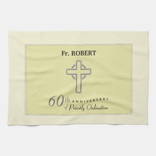 Personaliseer het 60ste Jubileum Priest in reliëfd Theedoek (Horizontaal)