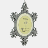 Personaliseer het 60ste Jubileum Priest in reliëfd Tin Sneeuwvlok Ornament (Links)