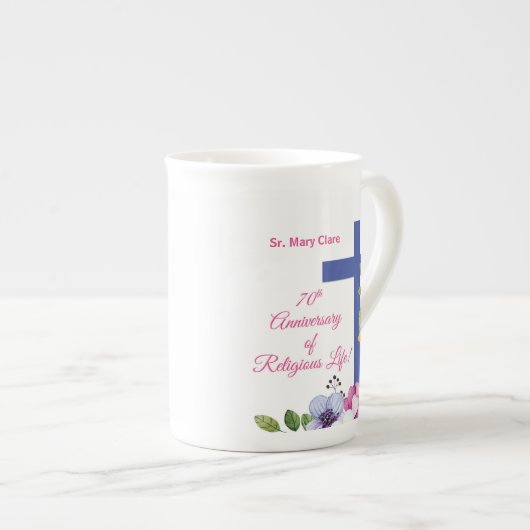 Personaliseer het 70e Jubileum Nun Religieuze Leve Porselein Kop (Voorkant rechts)