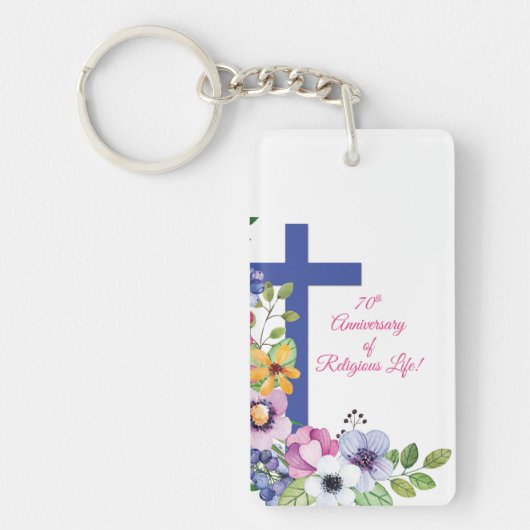 Personaliseer het 70e Jubileum Nun Religieuze Leve Sleutelhanger (Voorkant)