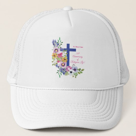 Personaliseer het 70e Jubileum Nun Religieuze Leve Trucker Pet (Voorkant)