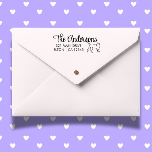 Personaliseer het adres van de kattenterugkeer  zelfinktende stempel