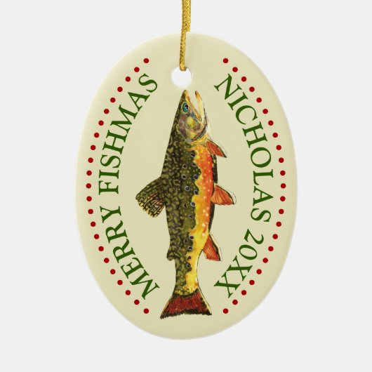 Personaliseer het! Brook Trout Vist Keramisch Ornament (Voorkant)