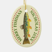 Personaliseer het! Brown Trout Vist Keramisch Ornament (Achterkant)