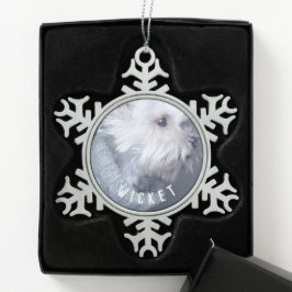 Personaliseer het! Dierenherdenking Tin Sneeuwvlok Ornament